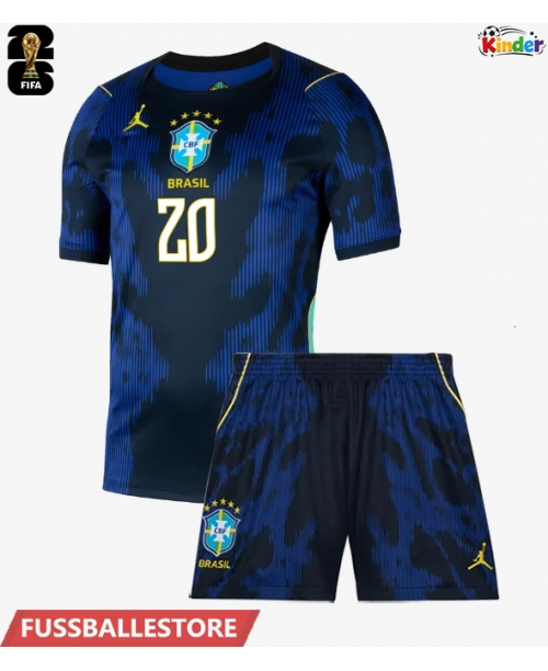 Günstige Brasilien Lucas Paqueta #20 Auswärts Trikotsatzt Kinder WM 2026 Kurzarm (+ Kurze Hosen)